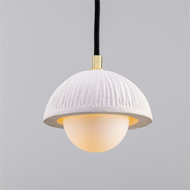 Ferox 14cm Matt White Striped Pendant Light